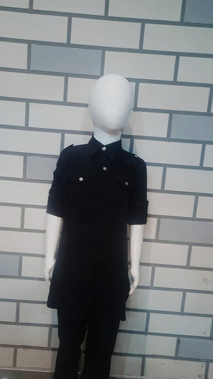 Shwet Vastram Stylish Black Kurta Set with Utility Pockets