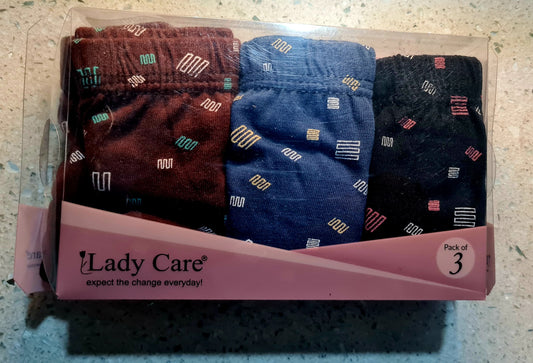 Ladycare Girls' Printed Cotton Panties – Pack of 3