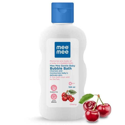 Mee Mee tear free baby bubble bath, 100 ml bottle with blue cap