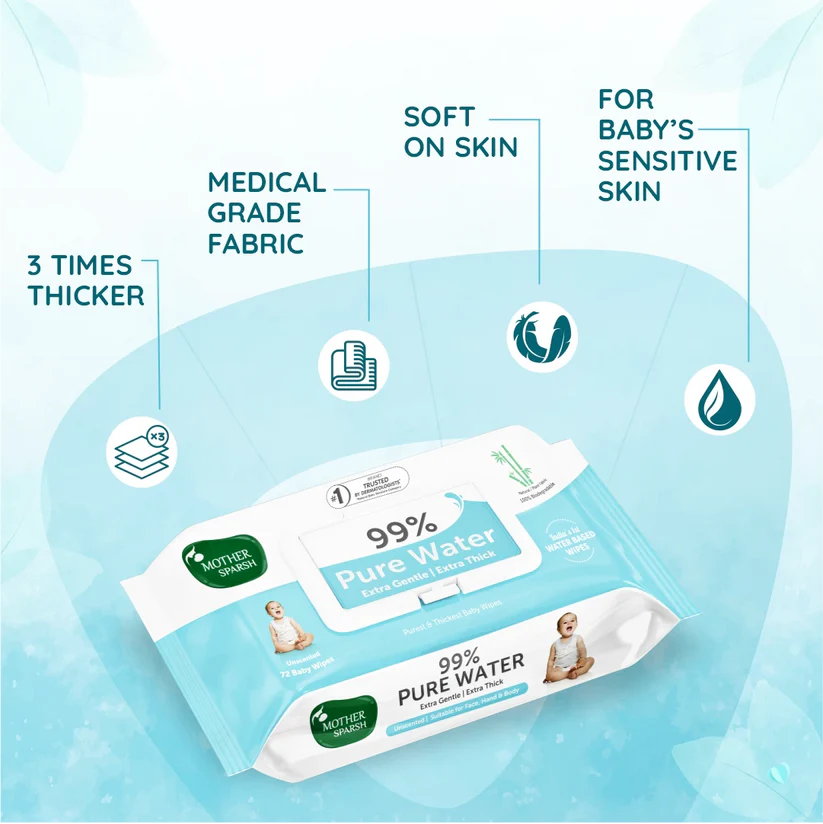 Mother Sparsh 99% Pure Water Unscented Baby Wipes – Combo Pack