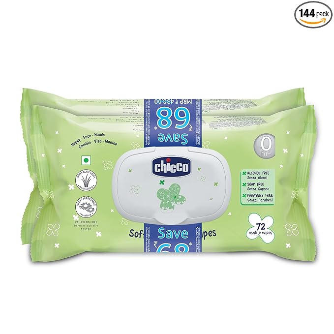 Chicco Baby Moments Soft Cleansing Wipes – Pack of 2