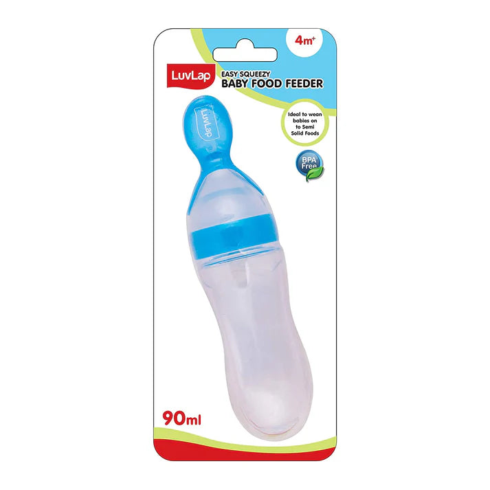 LuvLap 90ml Infant Silicone Squeezy Feeder Bottle with Spoon – BPA-Free