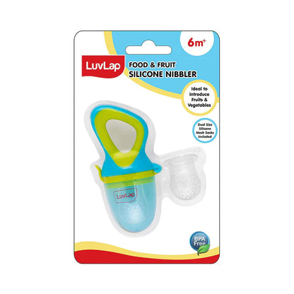 LuvLap Silicone Food/Fruit Nibbler with Extra Mesh – Elegant Blue