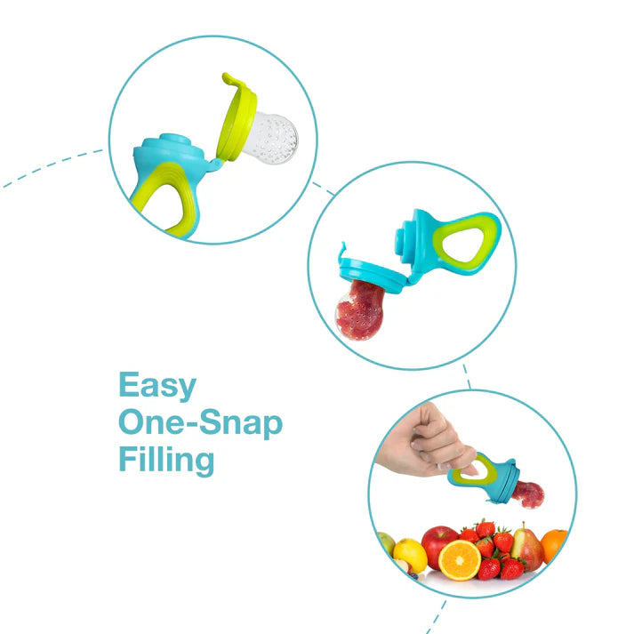 LuvLap Silicone Food/Fruit Nibbler with Extra Mesh – Elegant Blue