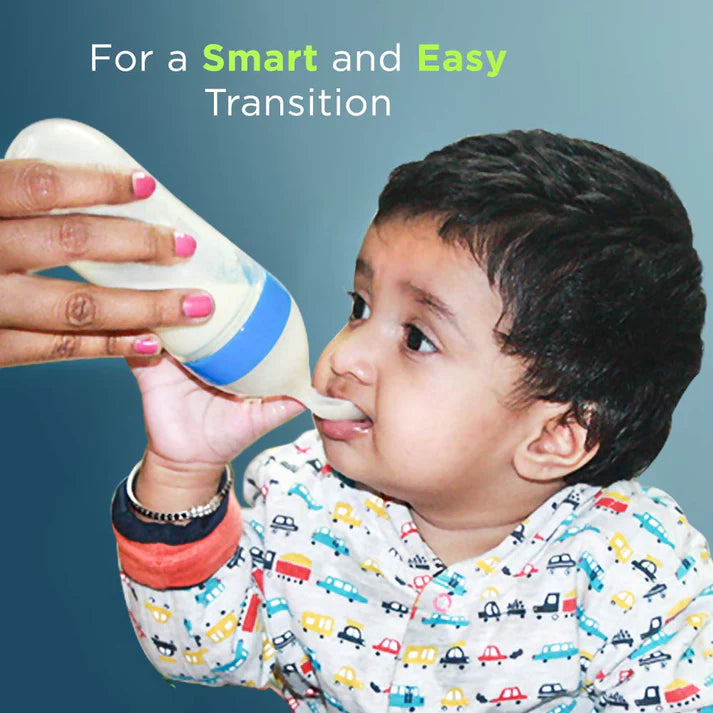 LuvLap 90ml Infant Silicone Squeezy Feeder Bottle with Spoon – BPA-Free