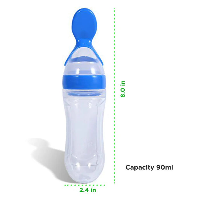 LuvLap 90ml Infant Silicone Squeezy Feeder Bottle with Spoon – BPA-Free